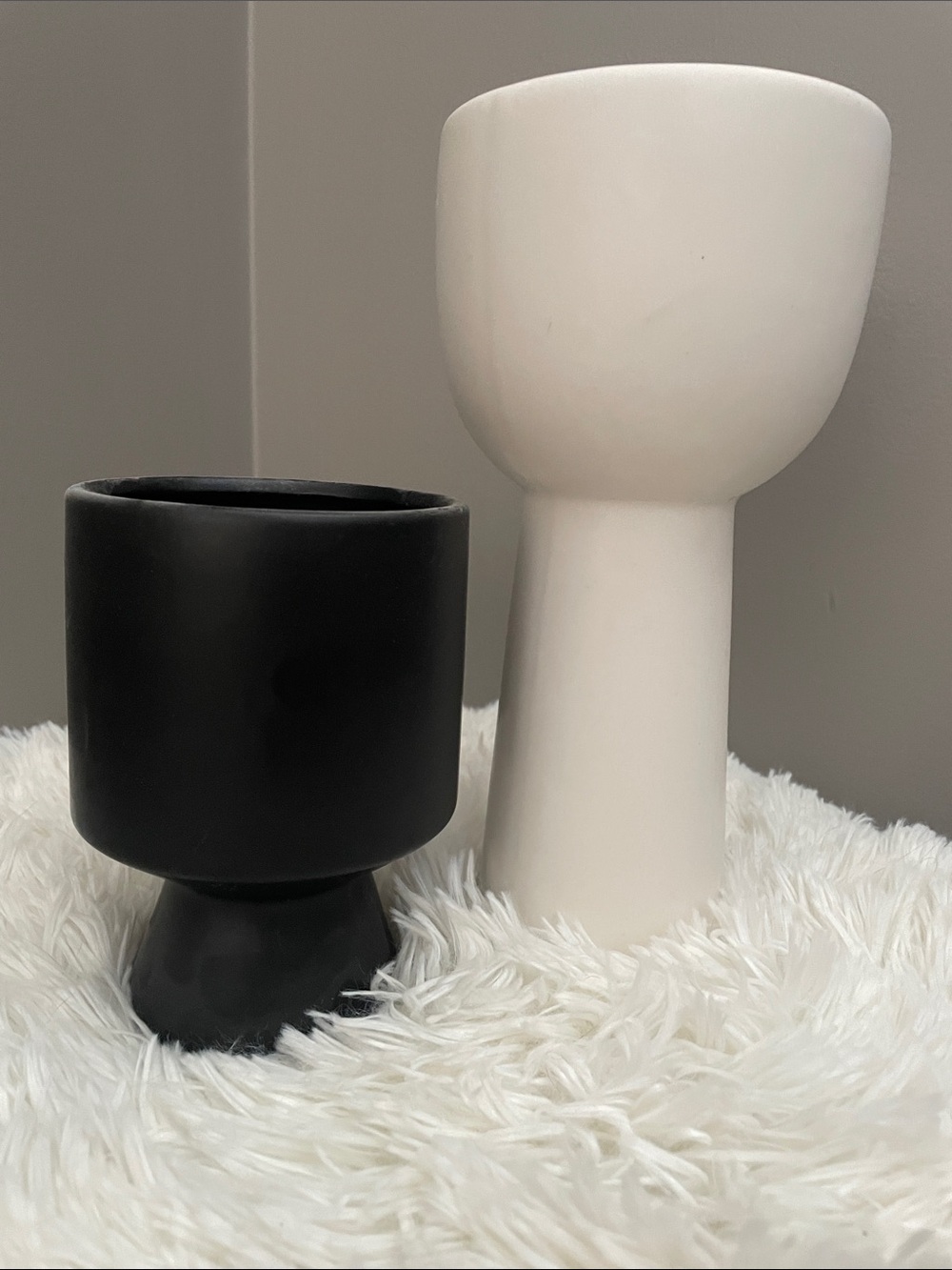 Modern Ceramic Pedestal Planters - Black & White